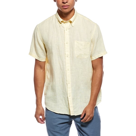 Brooks Brothers mens  Solid Linen Shirt, XXL, Yellow