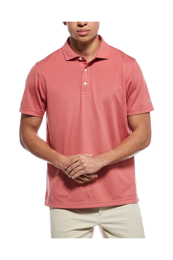 mens  Solid Pique Polo Shirt, XL, Pink