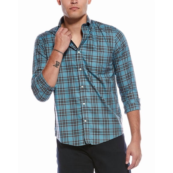 Brooks Brothers mens  Twill Button Shirt, m, Blue