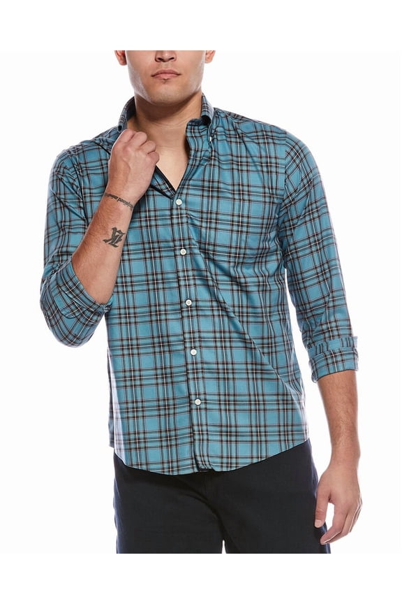 mens Twill Button Shirt, m, Blue