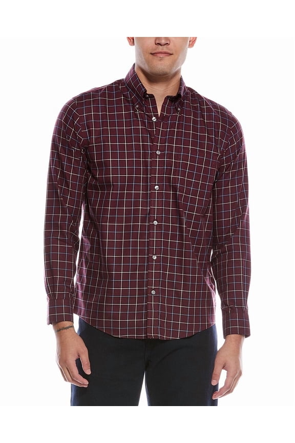 mens Twill Button Shirt, s, Red
