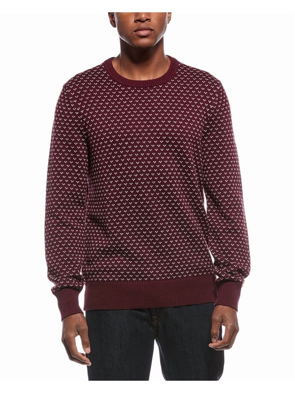 mens Winter Dot Crewneck Sweater, s, Red