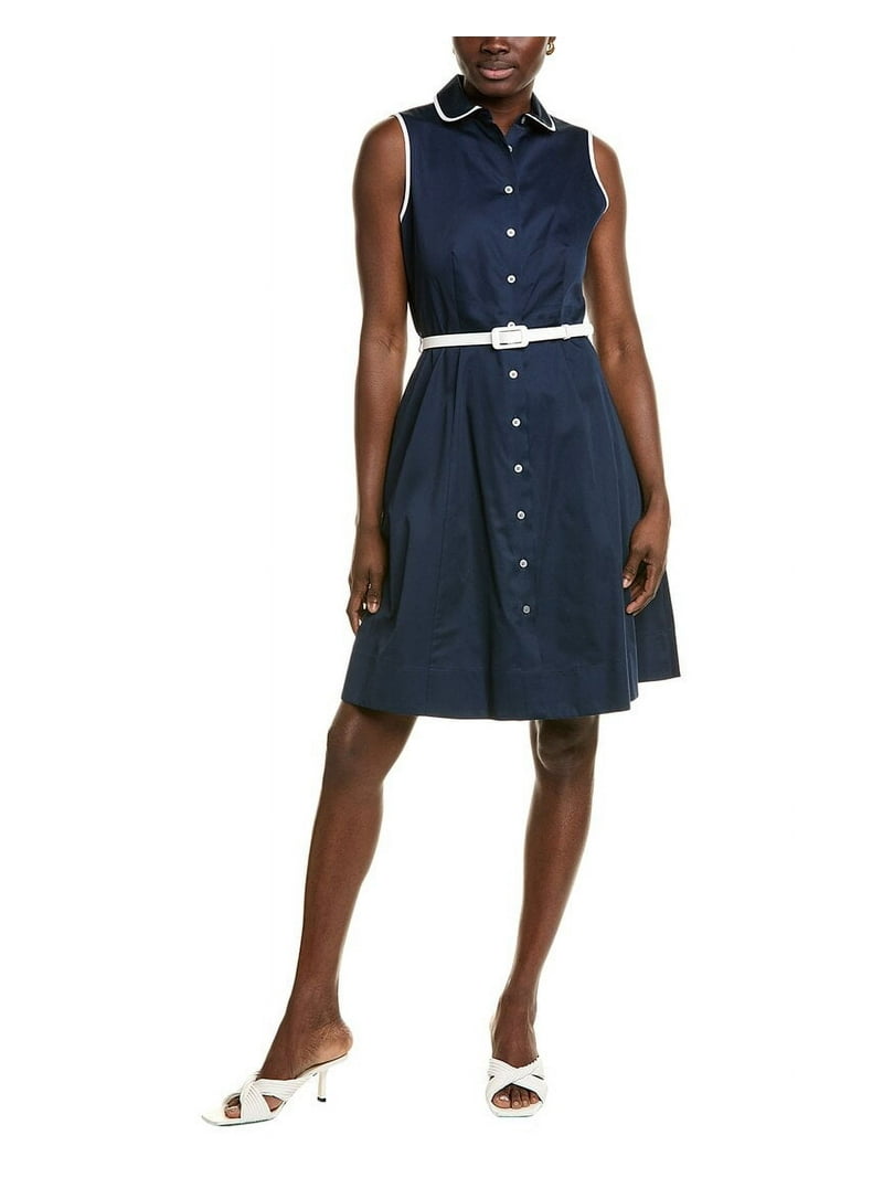 Brooks Brothers womens Belted Shirtdress, 10, Blue