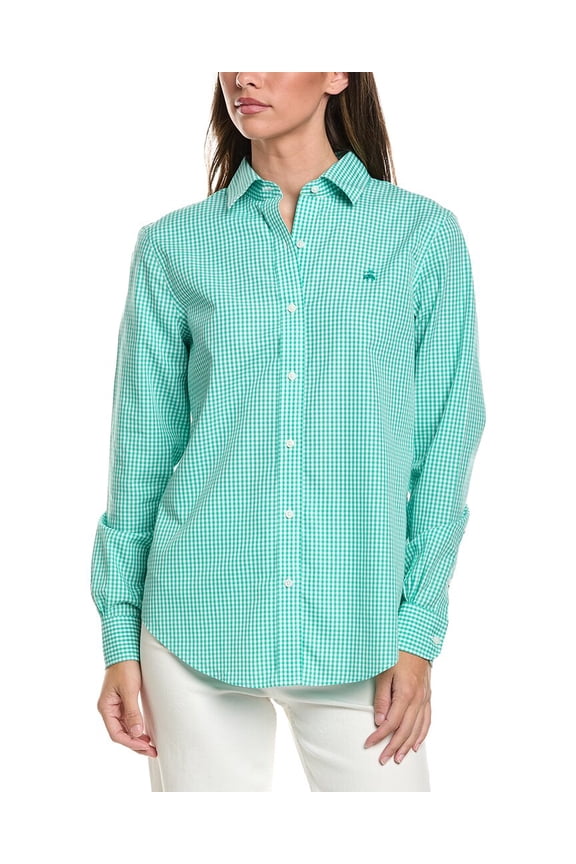 womens Classic Gingham Blouse, 16, Green