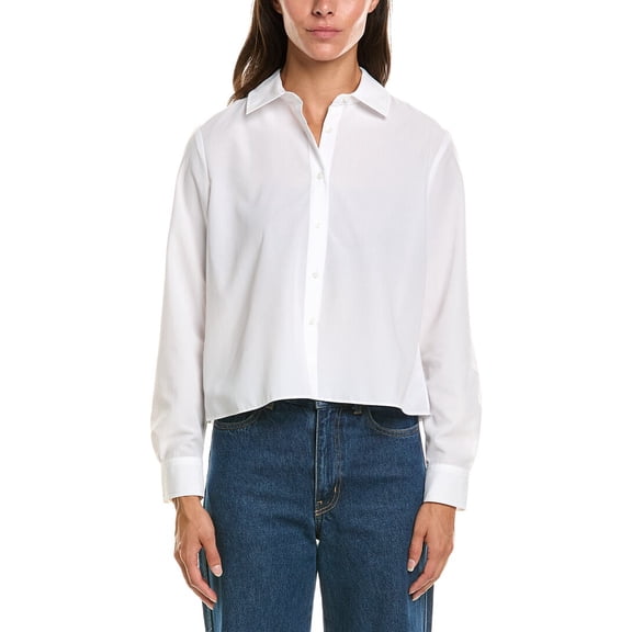 Brooks Brothers womens Cropped Back Pleat Top, s, White