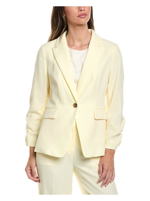 womens Crushed Sleeve Blazer, 10, Yellow