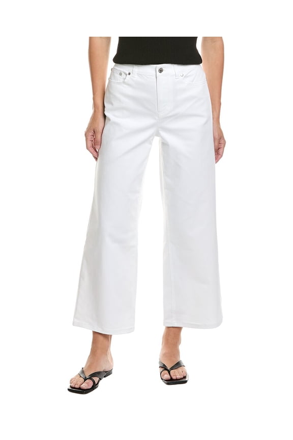 womens Denim Wide Leg Pant, 6, White
