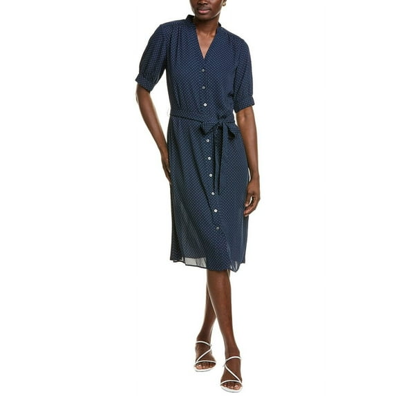 Brooks Brothers womens Dot Print Shirtdress, l, Blue