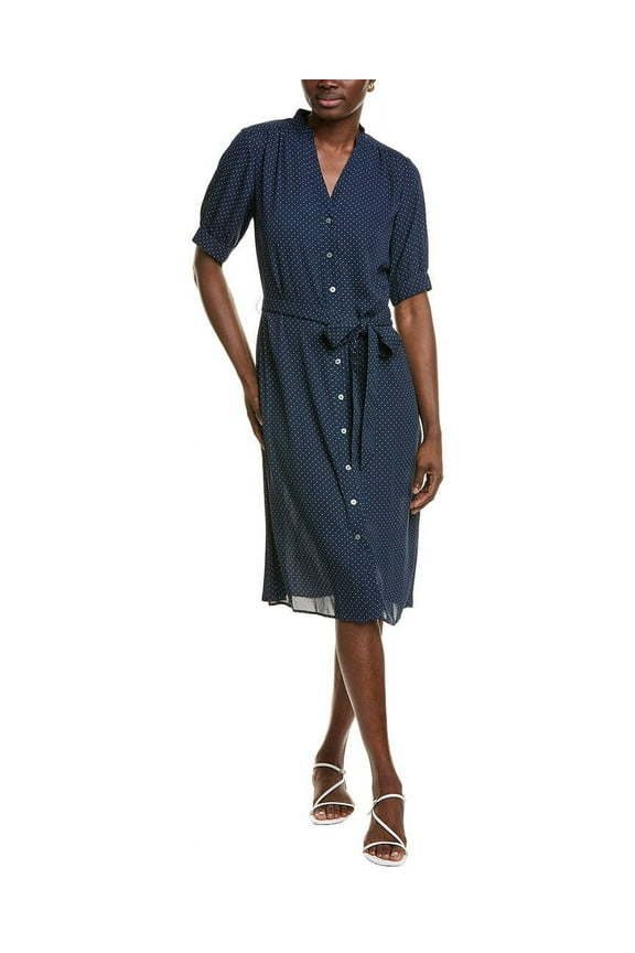womens Dot Print Shirtdress, m, Blue
