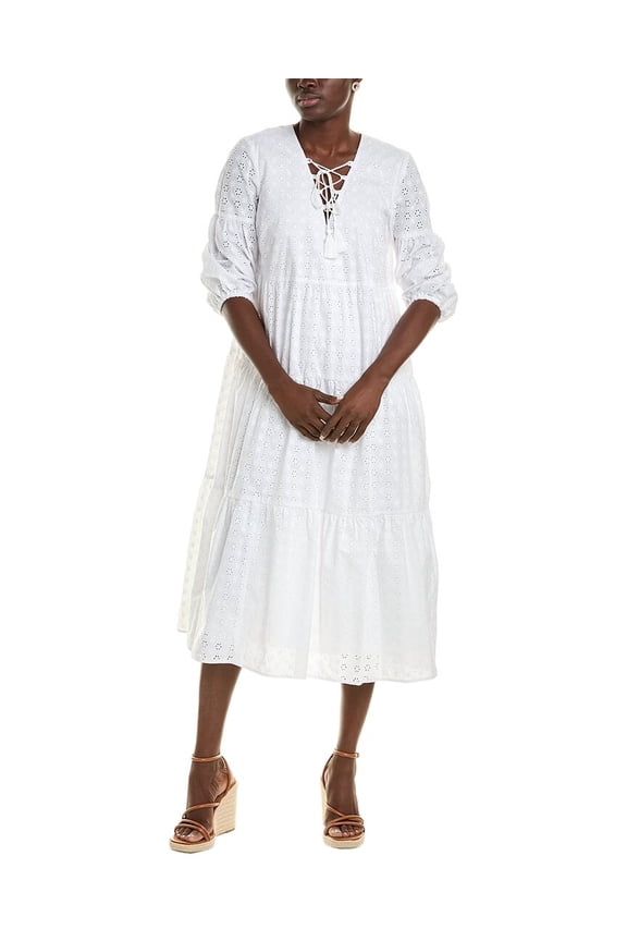 womens Eyelet Dress, 6, White