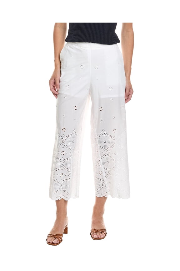 womens Eyelet Pant, l, White