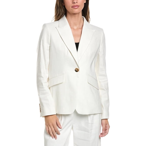 Brooks Brothers womens Linen-Blend Jacket, 8, White