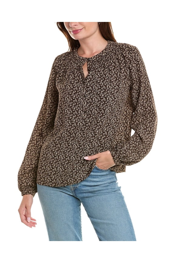 womens Peasant Blouse, 0, Brown