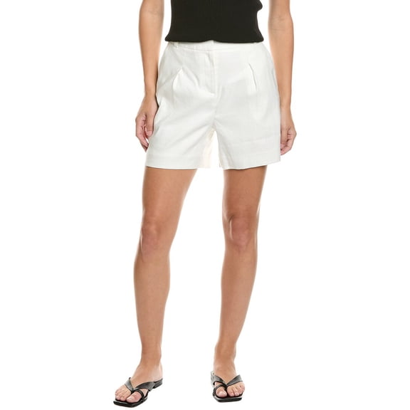 Brooks Brothers womens Pleated Linen-Blend Short, 6, White