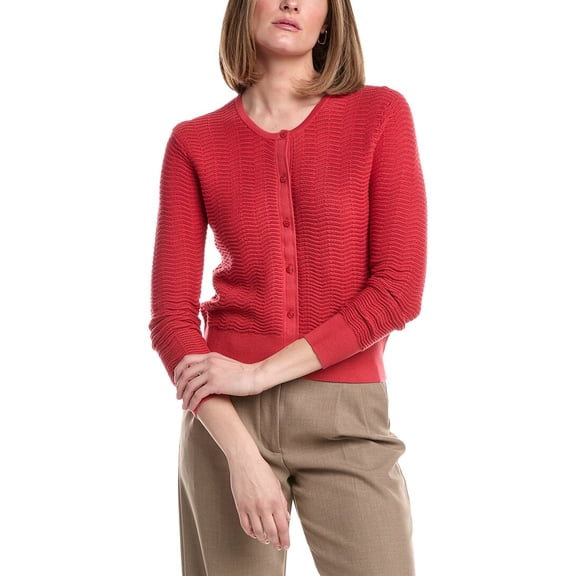 Brooks Brothers womens Pointelle Cropped Cardigan, m, Red