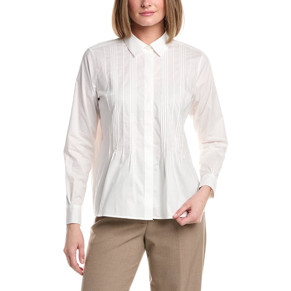 Brooks Brothers womens Poplin Placket Relaxed Blouse, s, White
