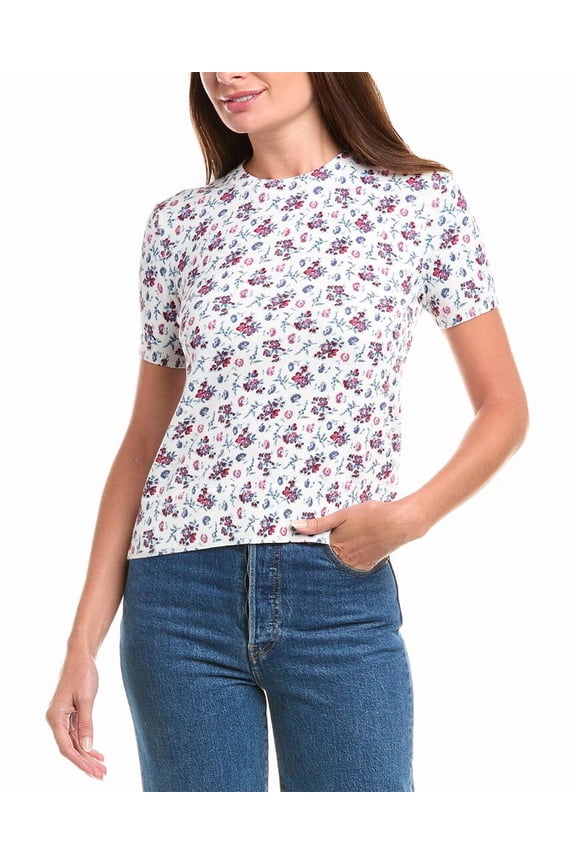 womens Floral Sweater, s, White