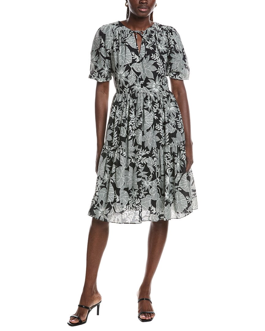 Brooks Brothers Puff Sleeve Linen-Blend Midi Dress Women’s