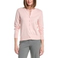 thumbnail image 1 of Brooks Brothers womens  Scalloped Pointelle Trim Cardigan, l, Pink, 1 of 3