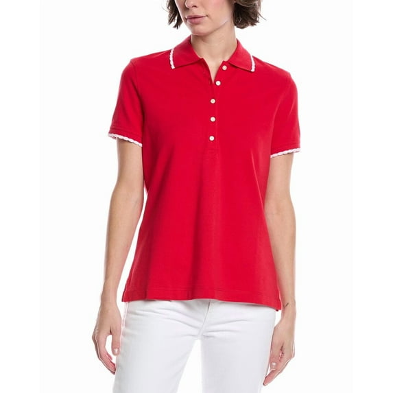 Brooks Brothers womens Scallop Pique Polo Shirt, XL, Red