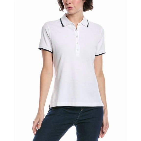 Brooks Brothers womens  Scallop Pique Polo Shirt, m, White