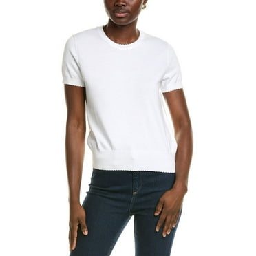 Brooks Brothers womens  Scalloped Sweater, m, White