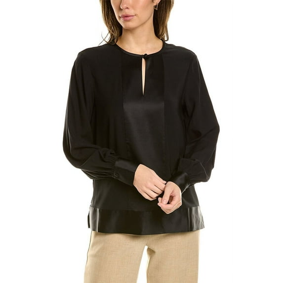 Brooks Brothers womens Silk-Blend Blouse, 10, Black