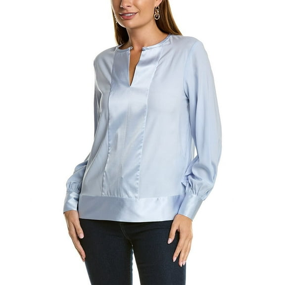 Brooks Brothers womens  Silk-Blend Blouse, 4, Grey