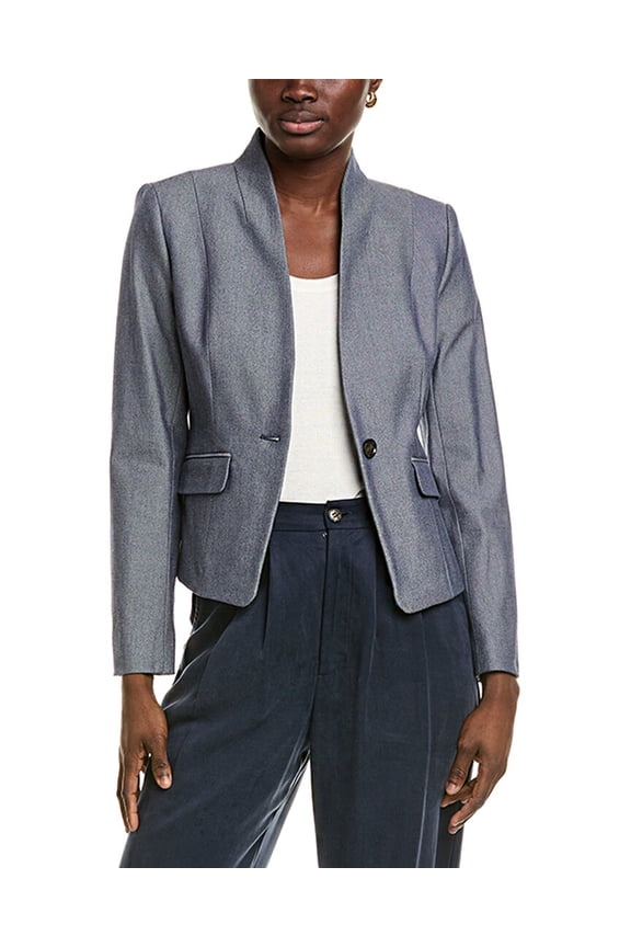womens  Textured Blazer, 14, Blue
