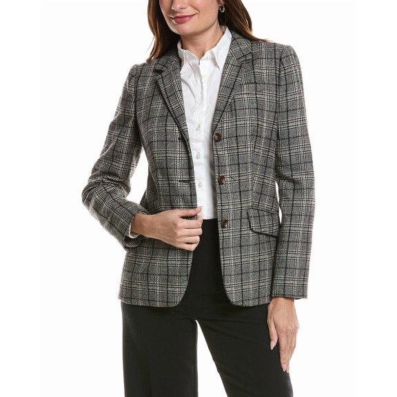 Brooks Brothers womens Wool-Blend Jacket, 4, Black