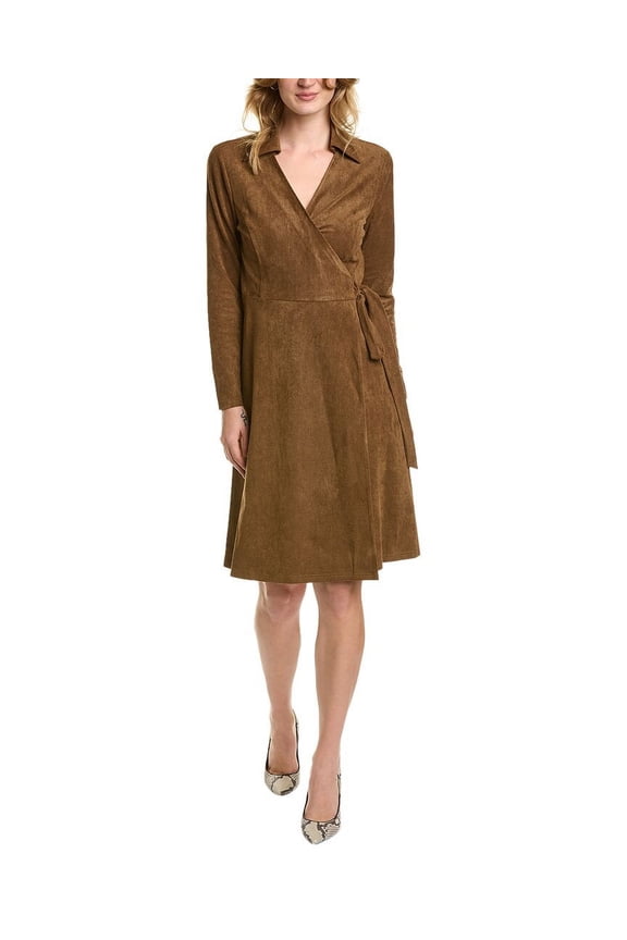 womens Wrap Dress, m, Brown
