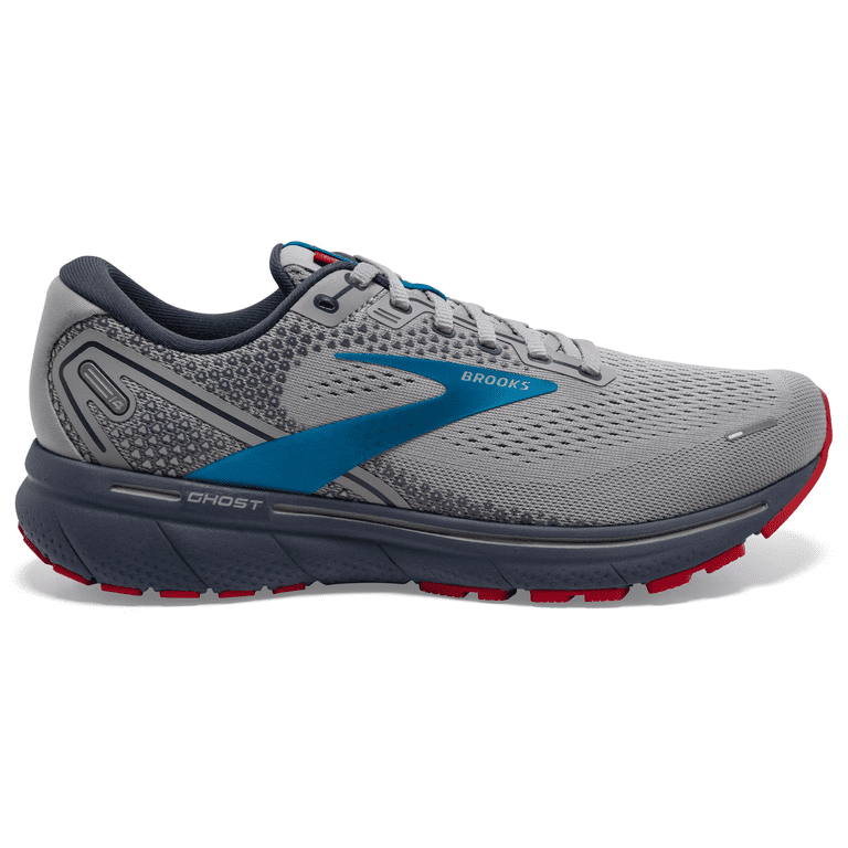 Brooks Ghost 14 Mens Road-Running Shoes - Grey/Blue/Red - 11.5