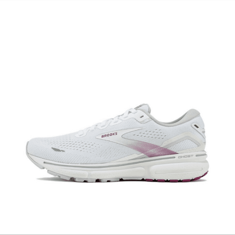 Brooks Ghost 15 breathable and comfortable shock absorbing and wear resistant low top marathon running shoes women s white pink