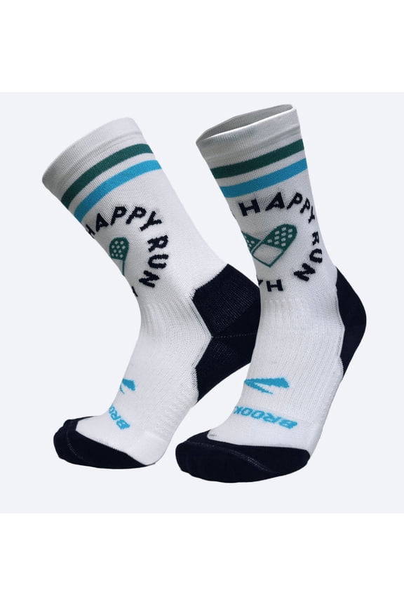 High Cushion Ghost Crew Unisex Happy Run Running Socks - Large