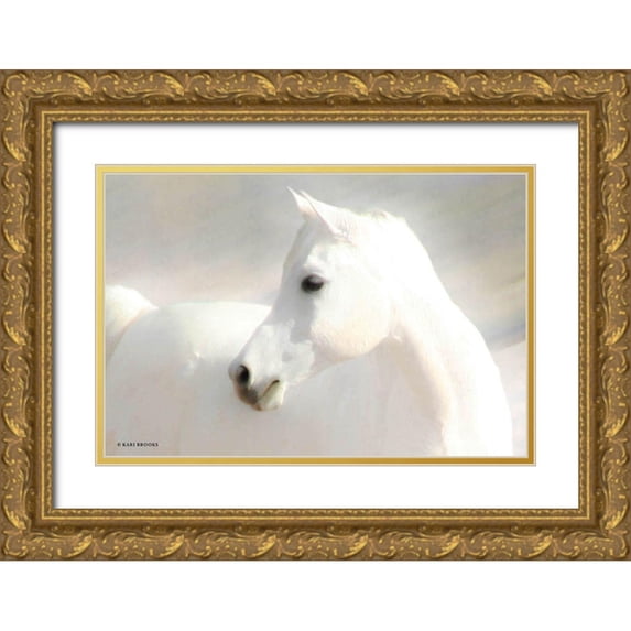 Brooks, Kari 24x17 Gold Ornate Wood Framed with Double Matting Museum Art Print Titled - White Arab II