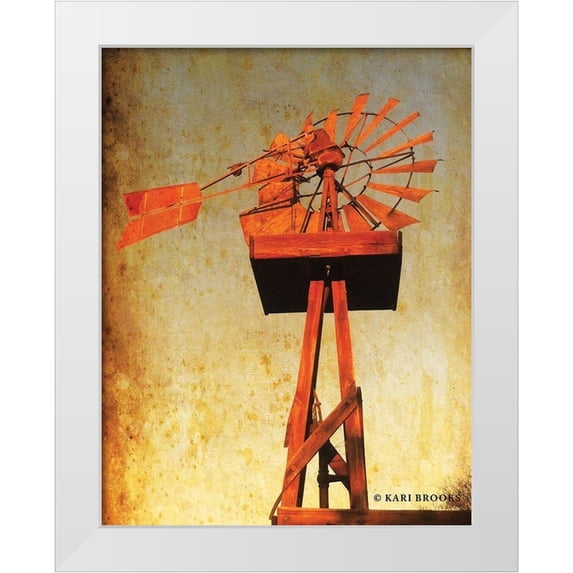 Brooks, Kari 26x32 White Modern Wood Framed Museum Art Print Titled - Chips Windmill I