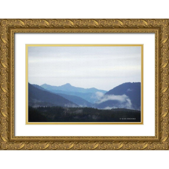 Brooks, Kari 32x23 Gold Ornate Wood Framed with Double Matting Museum Art Print Titled - Blue Hills And Fog