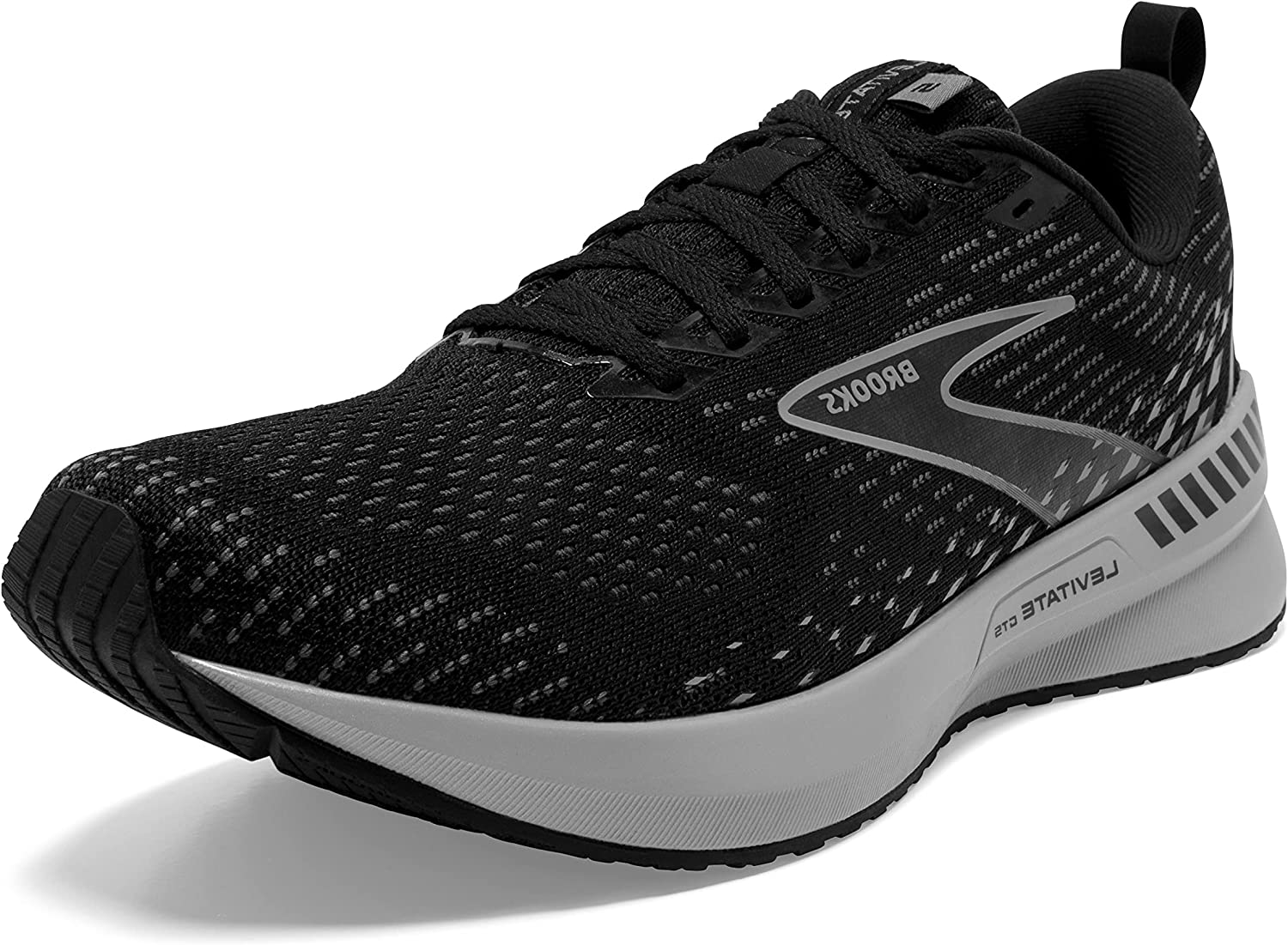 Brooks Levitate GTS 5 Mens Supportive Running Shoe 8 Black/Ebony/Grey