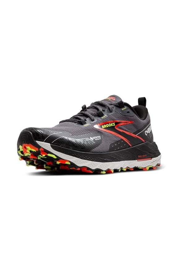 Mens Cascadia 18 GTX Waterproof Mountain Trail Running Shoe - Blackened Pearl/Black/Tomato - 8.5 Medium