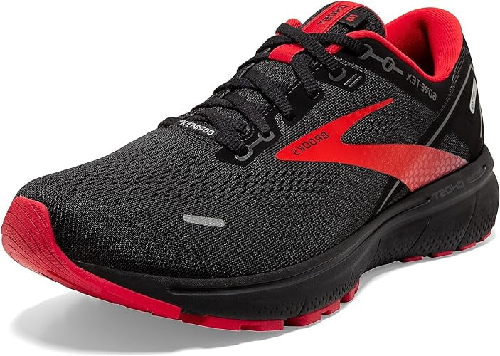 Brooks Men's Ghost 14 GTX Black/Blackened Pearl/High Risk Red Size 7