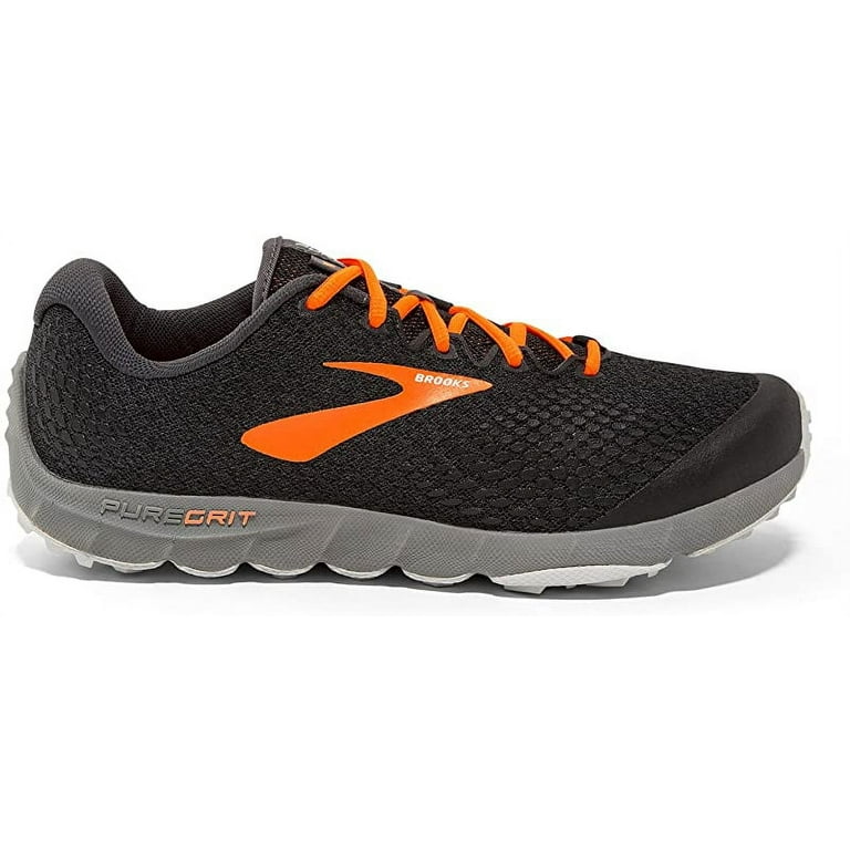 Brooks Men's PureGrit 7 Running Shoe, Black/Orange/Grey, 12.5 D(M) US 
