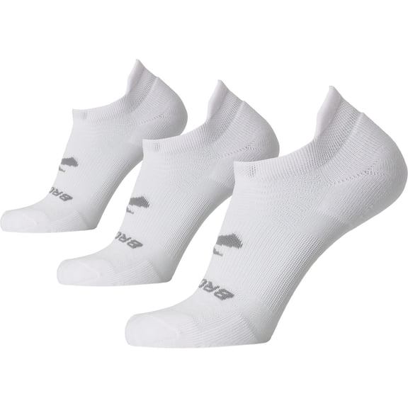 Brooks Men&s;s Run-In No Show 3-Pack Socks (White)