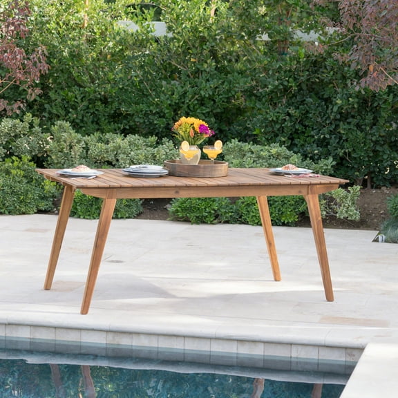 Brooks Outdoor 69 Inch Acacia Wood Dining Table, Teak Finish