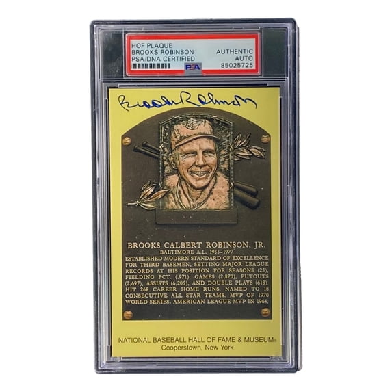 Brooks Robinson Signed 4x6 Baltimore Orioles HOF Plaque Card PSA/DNA 85025725