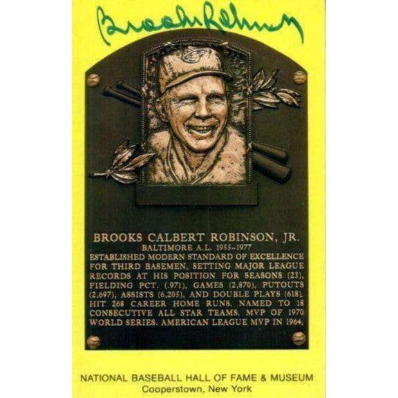 Brooks Robinson signed Baseball Hall of Fame plaque postcard JSA Orioles
