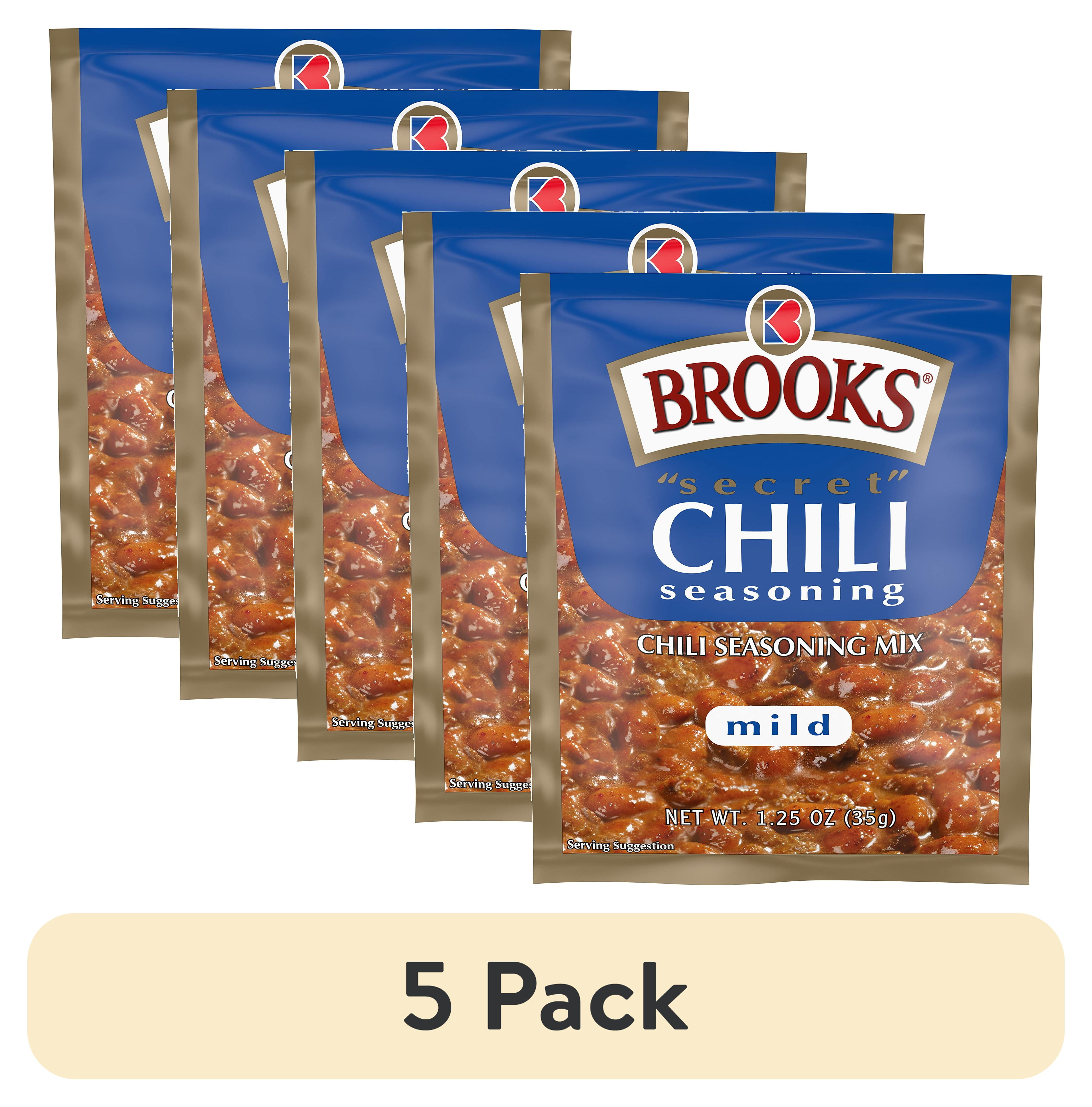 5 pack Brooks Secret Chili Seasoning Mild 1.25 Ounce pack Of 24
