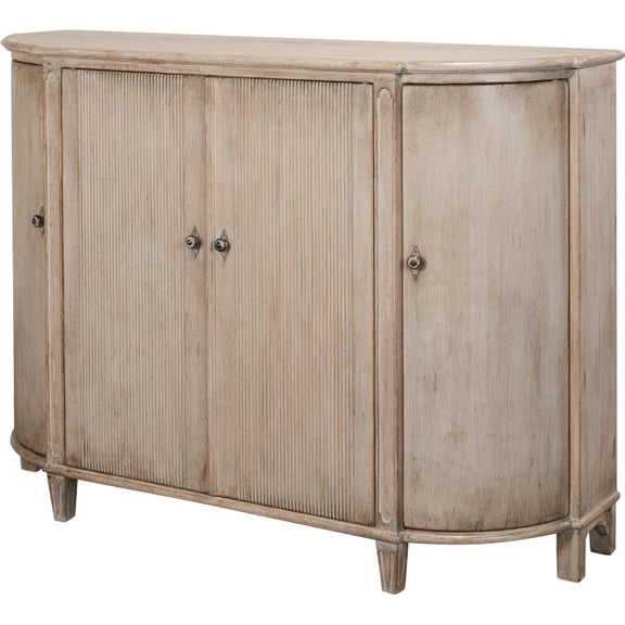 Brooks Transitional Stone Gray Demilune Table, New