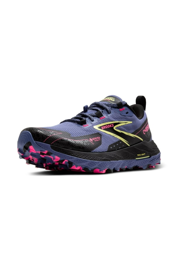 Womens Cascadia 18 GTX Waterproof Mountain Trail Running Shoe - Grey Blue/Black/Pink - 6.5 Medium