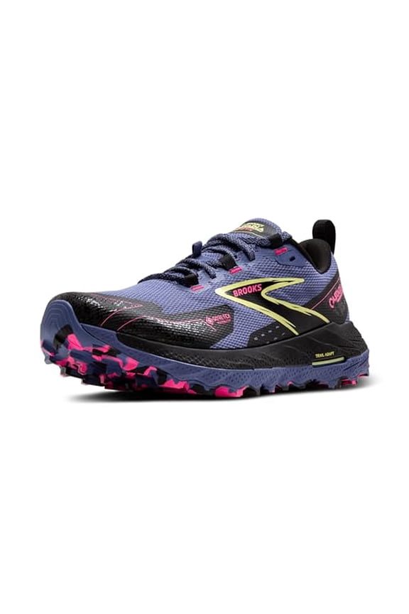 Womens Cascadia 18 GTX Waterproof Mountain Trail Running Shoe - Grey Blue/Black/Pink - 7.5 Medium