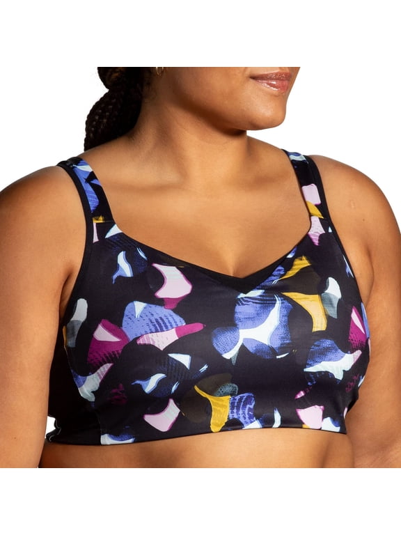 Women's Convertible Sports Bra for High Impact Running, - Fast Floral Print - 34 B